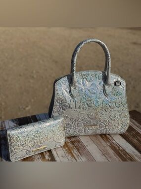 Brahmin Rosetta Chrome Estonia with SURI Wallet SET NWT